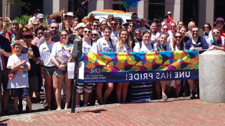 A group from U N E at the 2022 Portland Pride Parade